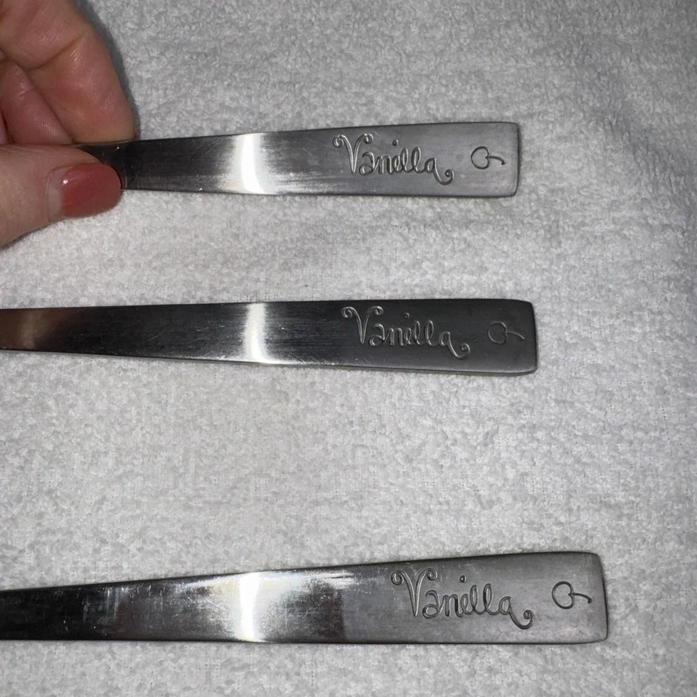 9 Pottery Barn Ice Cream Serving Spoons Strawberry Vanilla Chocolate Choco Chip